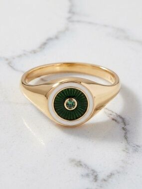 Miansai Opus Chalcedony Signet Ring โ 14K Gold Vermeil โ Size 12 (US)